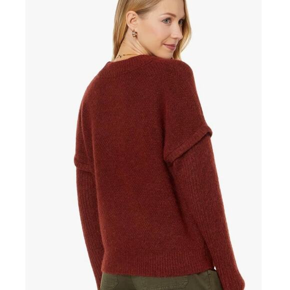 NEW Madewell Havener Cable Knit Pullover Alpaca Wool Sweater Heather Auburn - Picture 2 of 11
